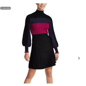 Eliza J Mock Neck Long Puff Sleeve Sweater Dress NWT Size M A8